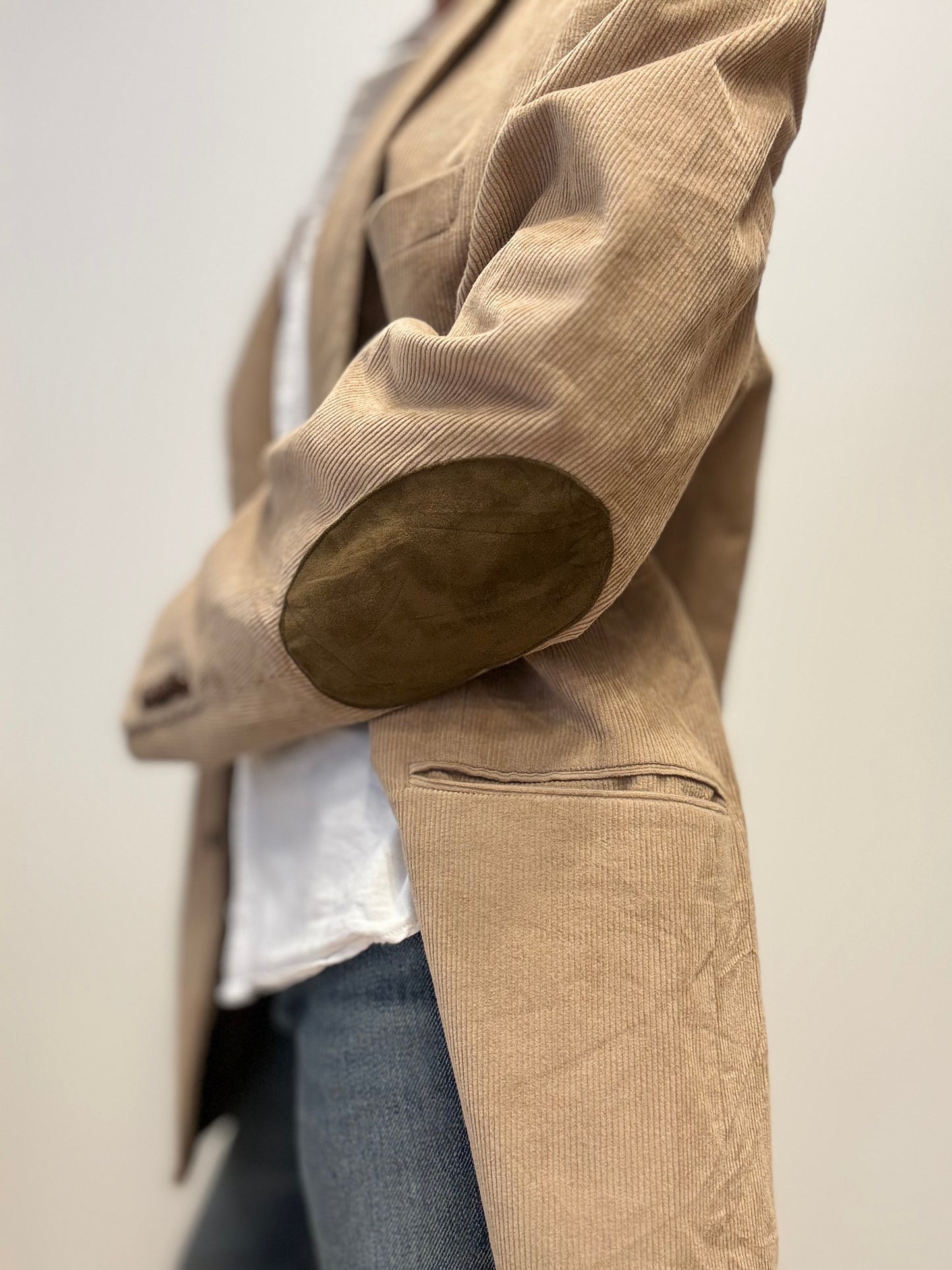 Vintage Ribfluwelen Blazer in Camel