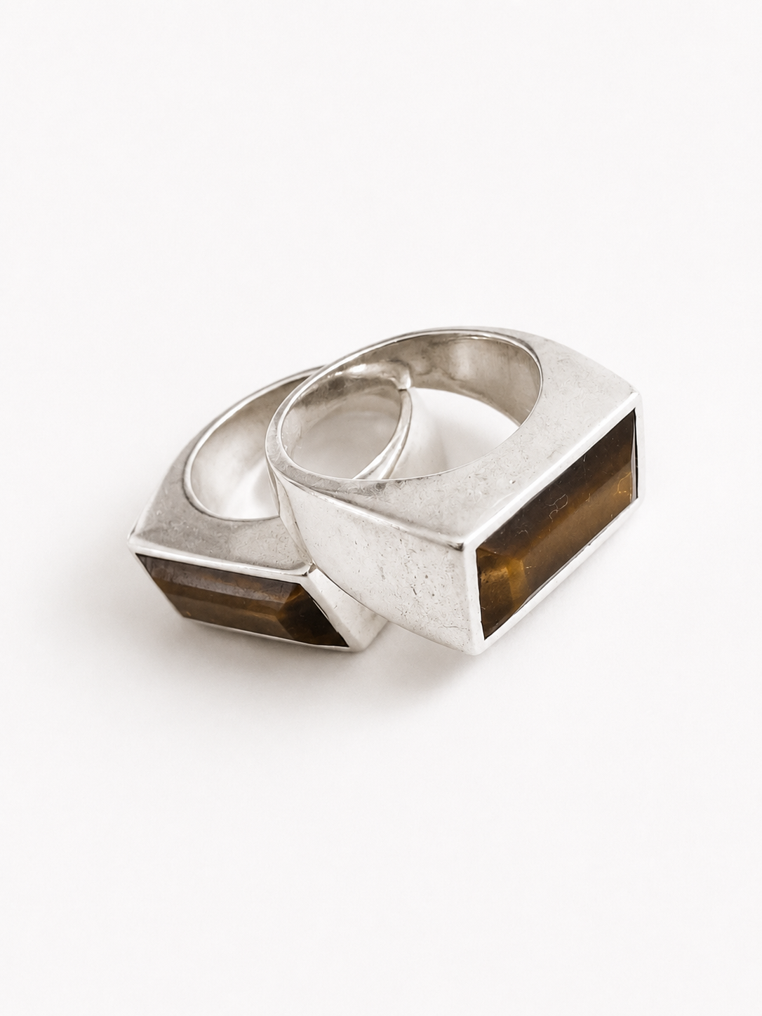 925 Zilveren Ring met Rechthoekig Tijgeroog