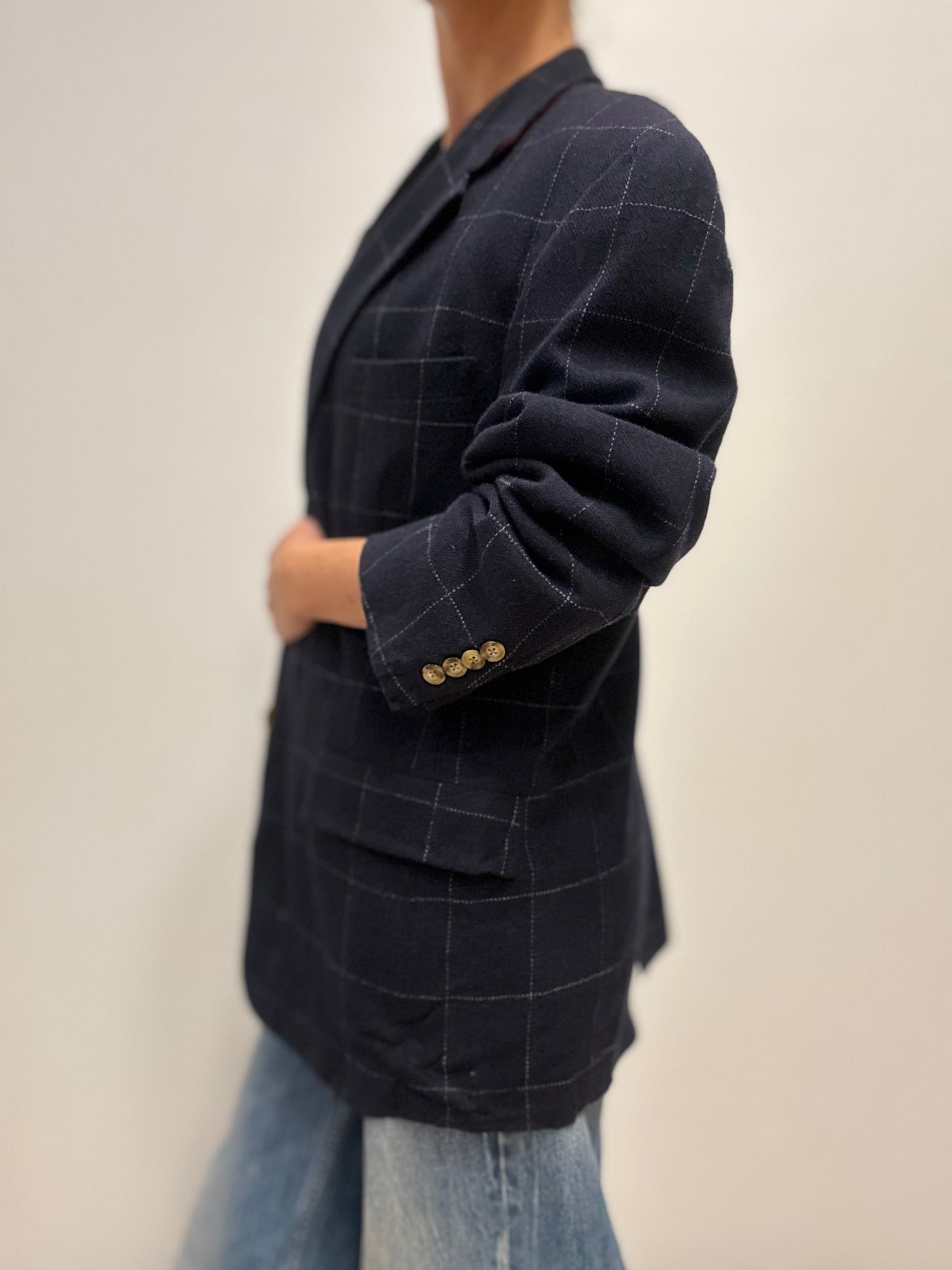 Tommy Hilfiger Vintage Blazer met Ruitpatroon in Marineblauw