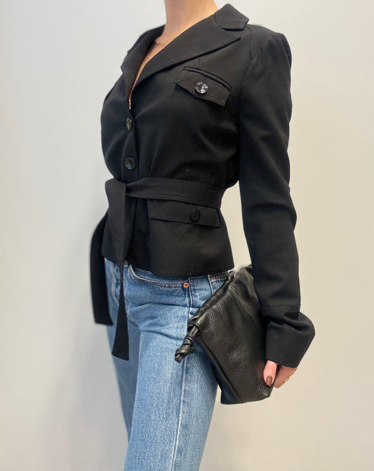 Vintage Tailored Wool Blazer in Classic Black