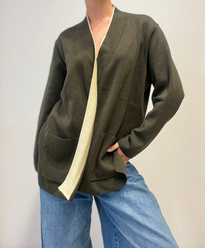 Vintage Kimono-Style Wool Jacket in Olive Green