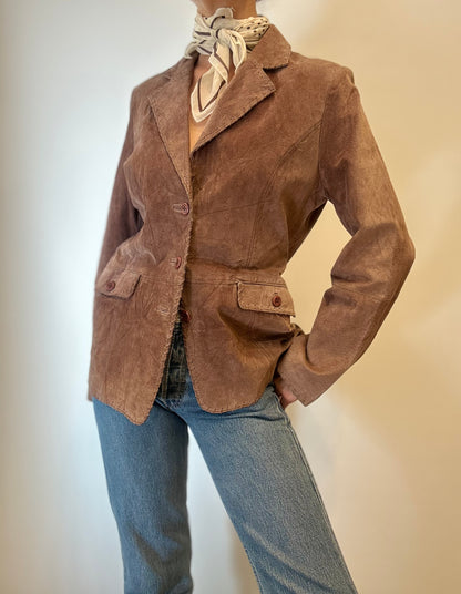 Vintage Suède Blazer in Warme Taupebruine Tint