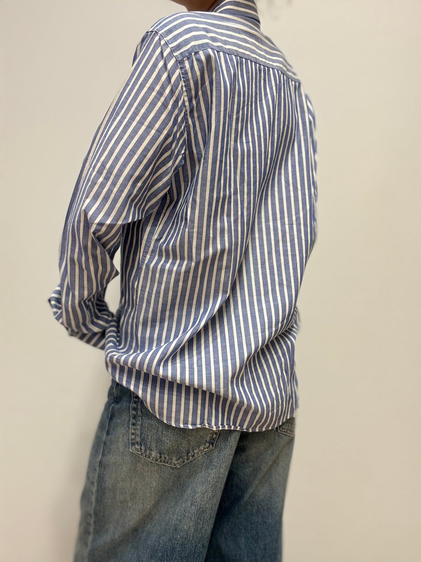 Gestreept katoenen overhemd – blauw/wit