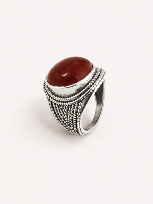925 Sterling Silver Red Jasper Statement Ring