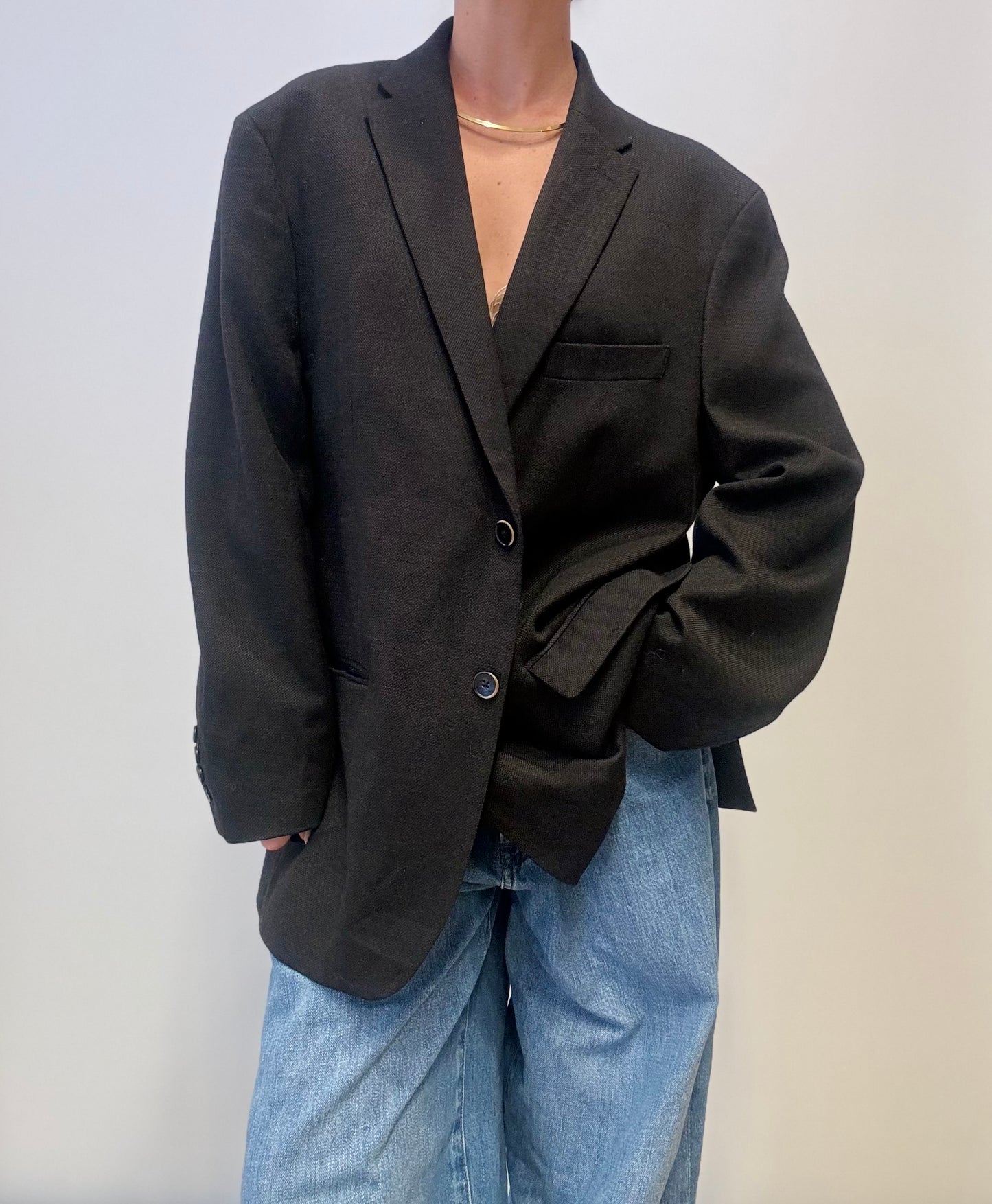 Vintage Tommy Hilfiger Zwarte Wollen Blazer