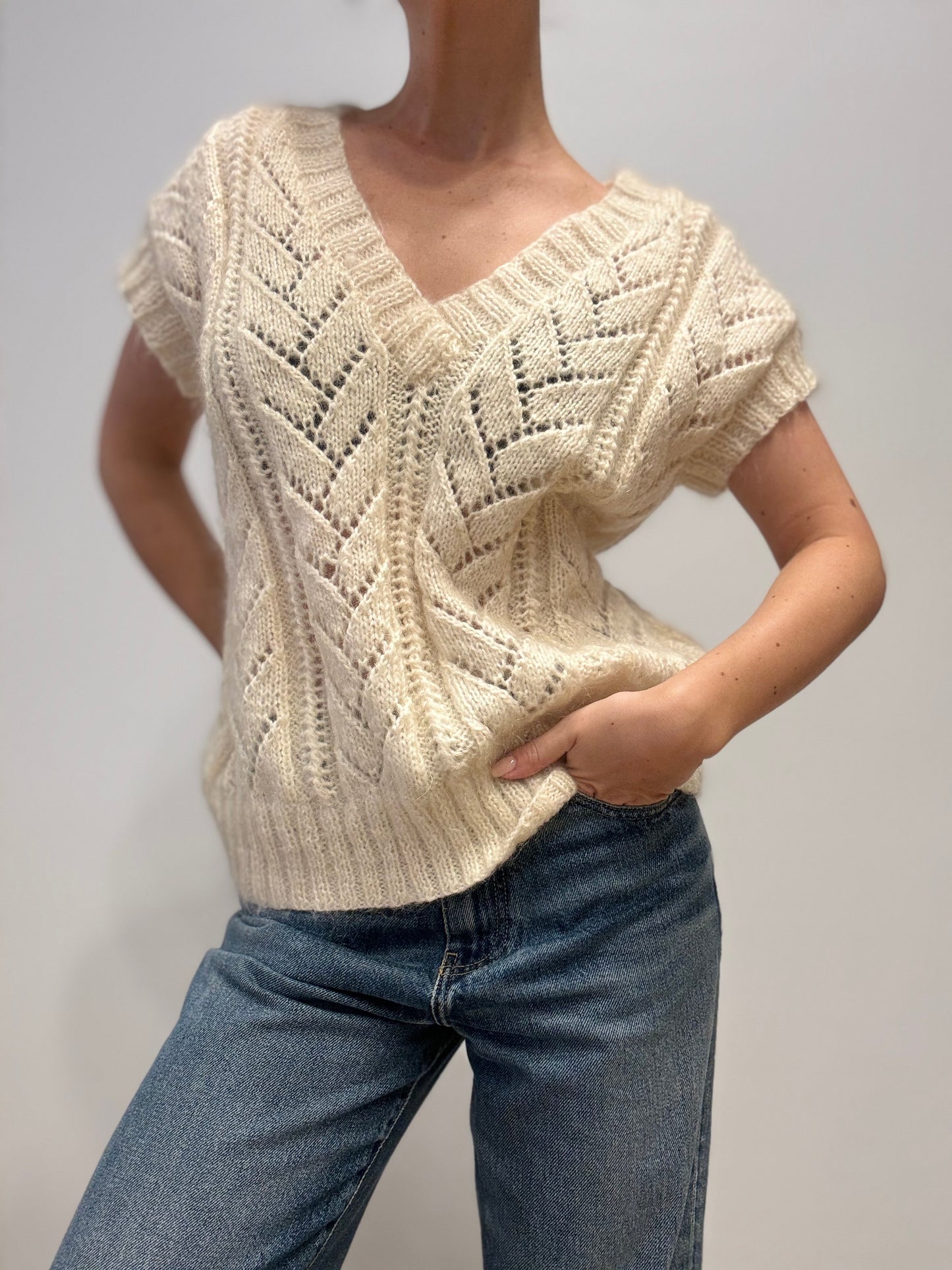 Vintage Wool Cream Knit Vest