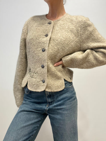 Vintage Boiled Wool Jacket by Giesswein in Beige