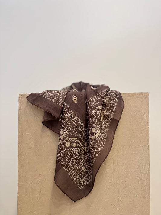 Chocolate Paisley Silk-Cotton Scarf