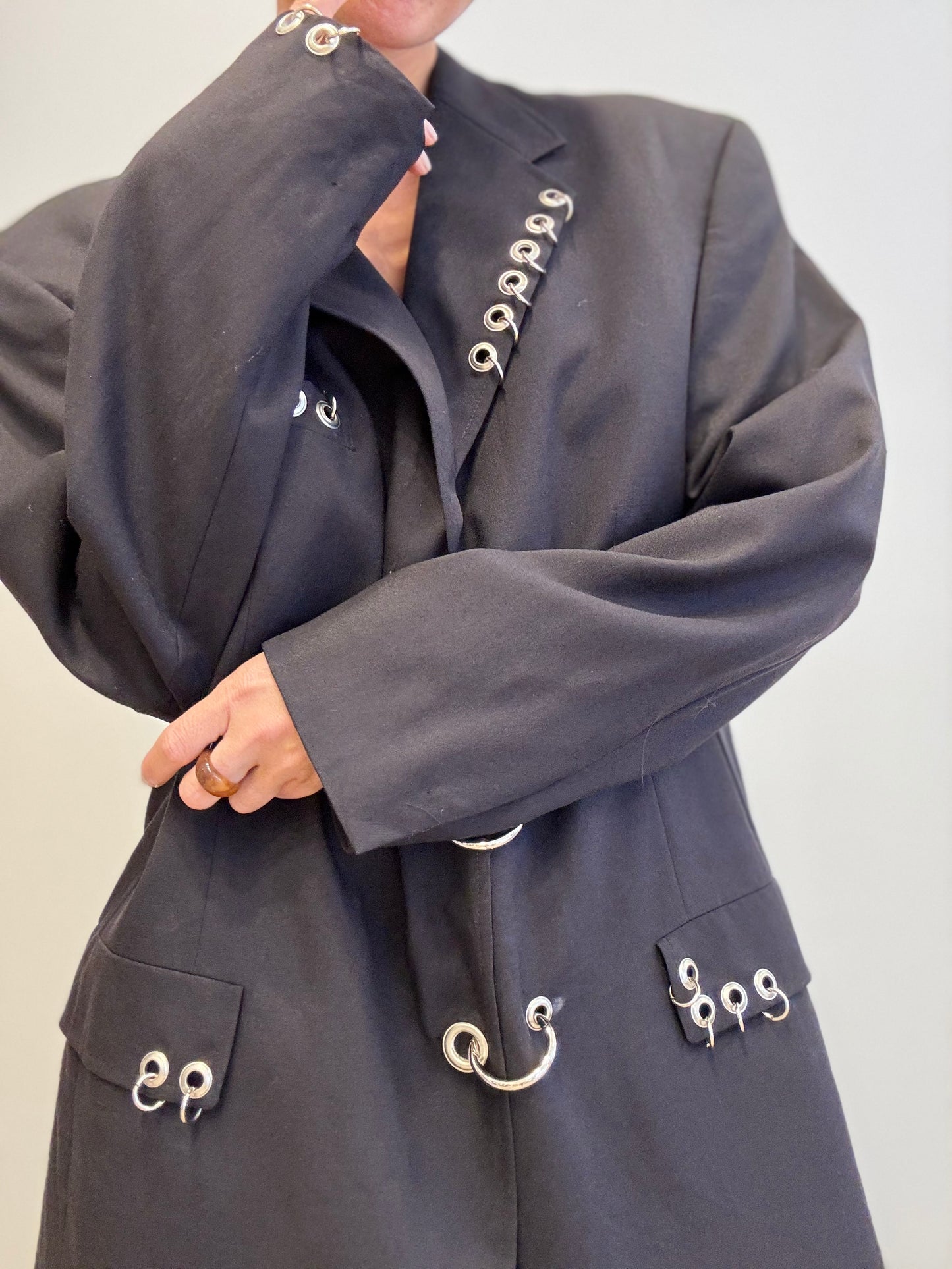 Oversized Eyelet Blazer – Upcycled by Yenvi Studio