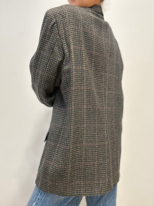 Vintage Burberry Wol Blazer in Ruitpatroon