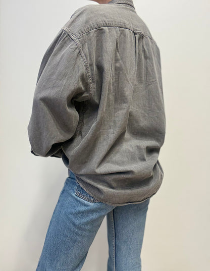 Vintage Oversized Denim Shirt in Charcoal Grey