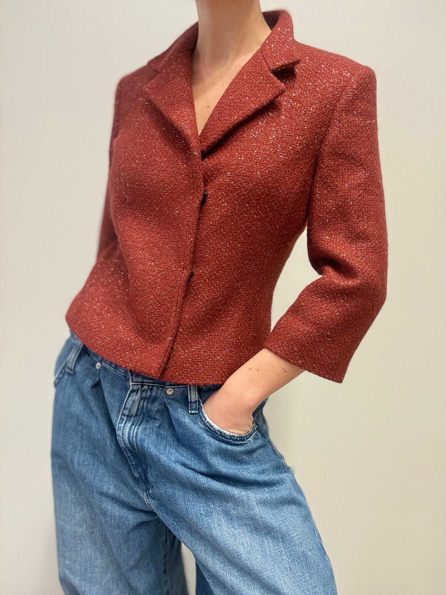 Steenrode blazer met glitter