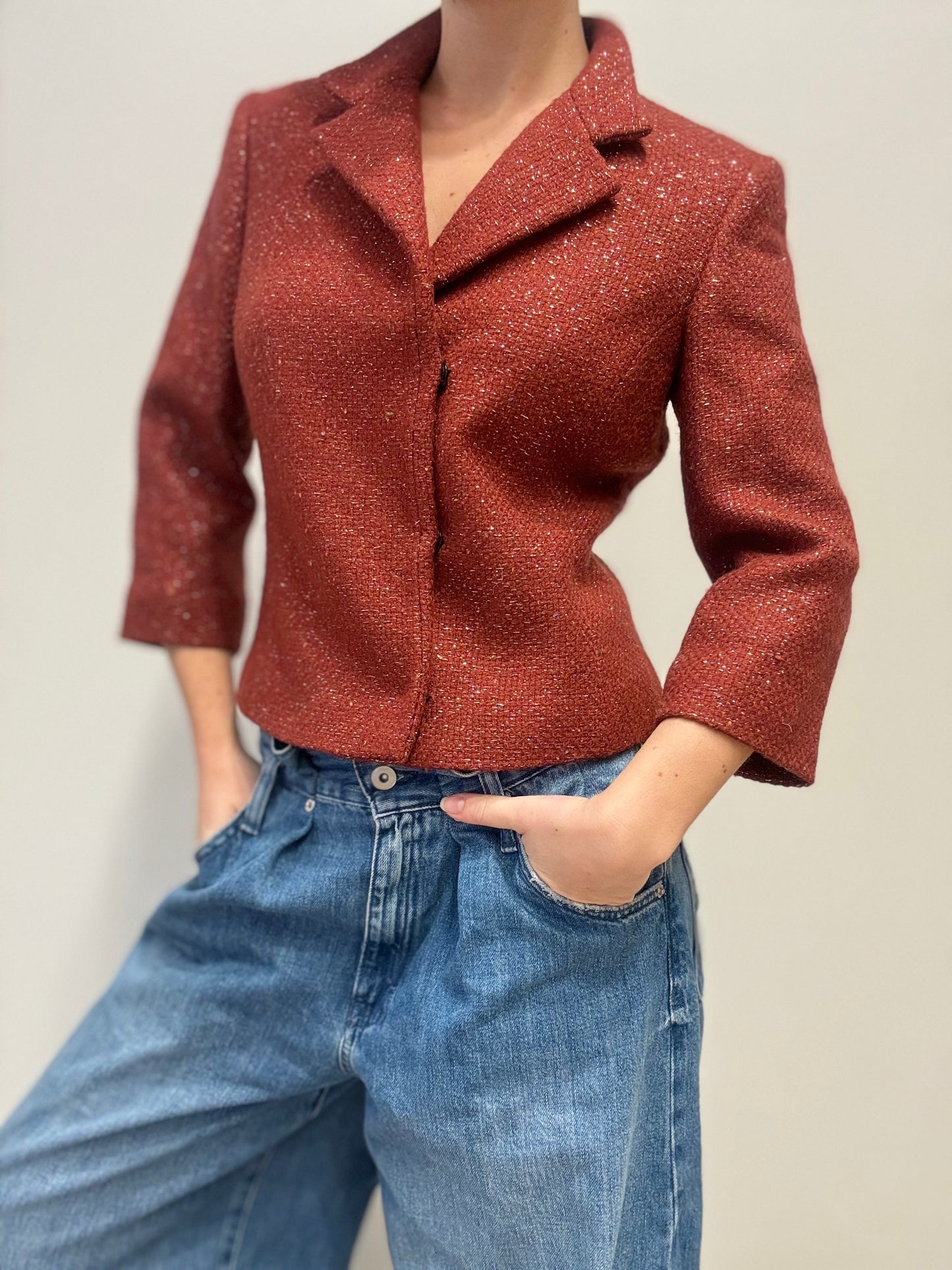 Steenrode blazer met glitter