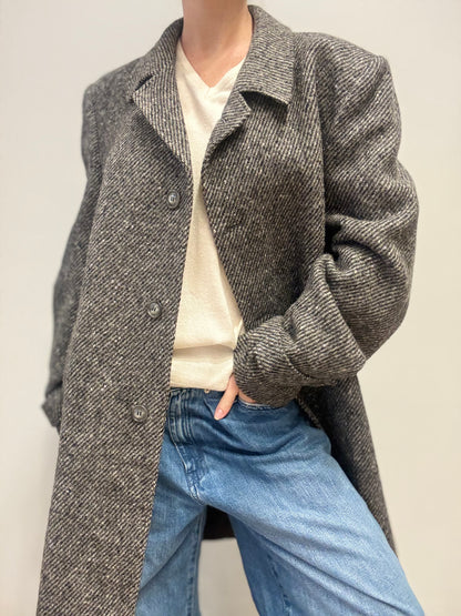 Vintage grijze jas 100% wol