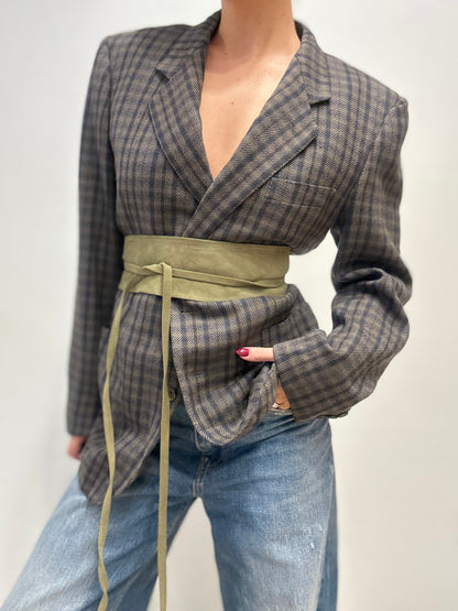 Vintage Burberry Blazer in Grijsblauw Ruitpatroon