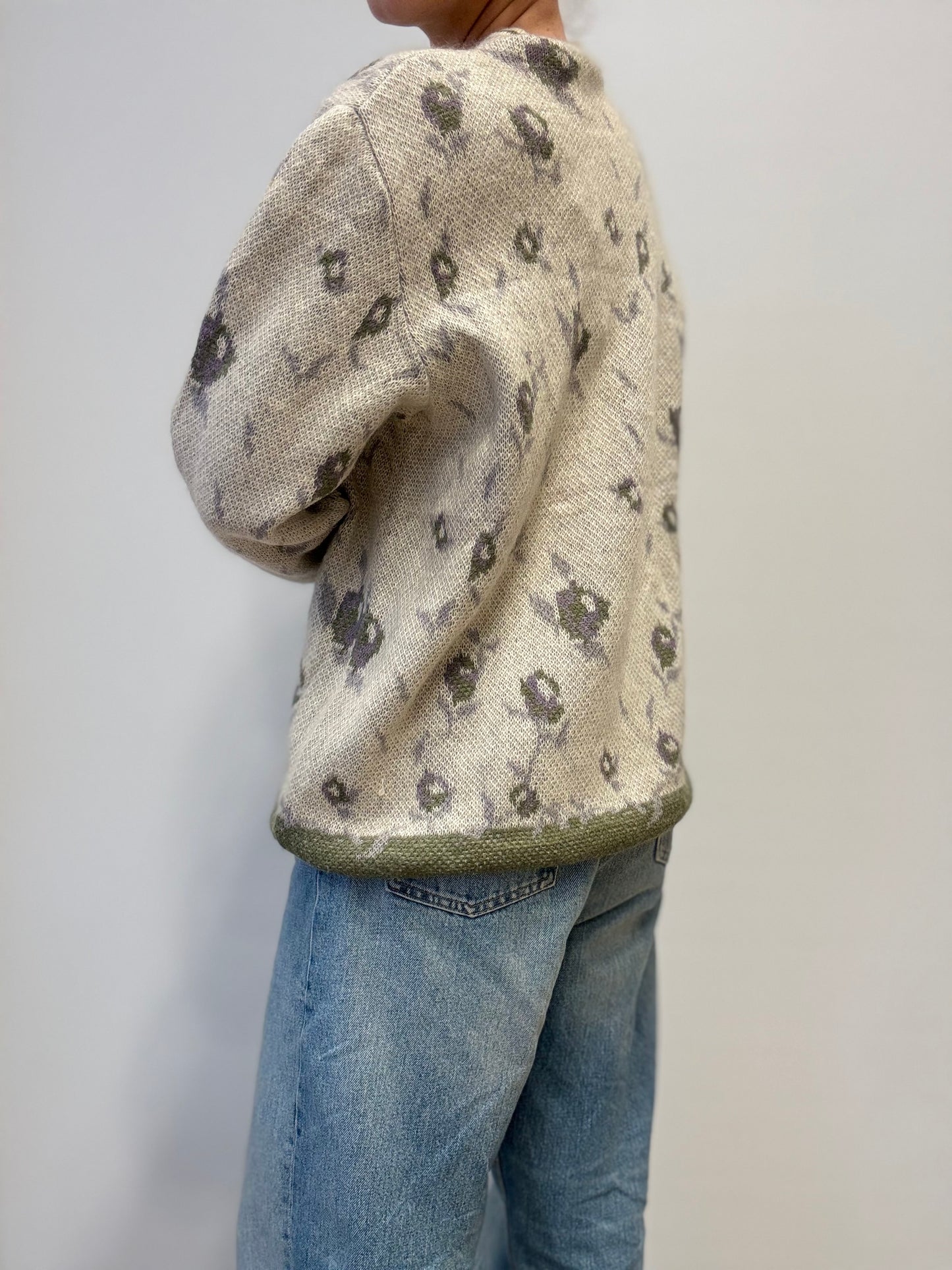 Made in Italy Cardigan van Super Kid Mohair met Bloemmotief