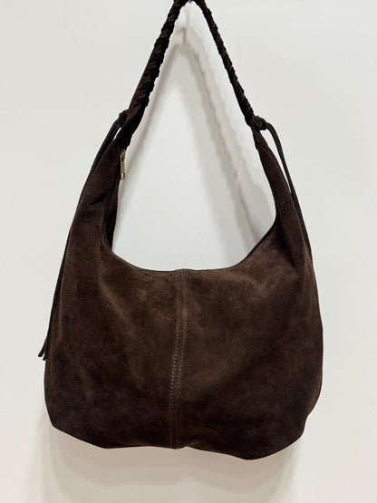 The AVEA tas suede donkerbruin
