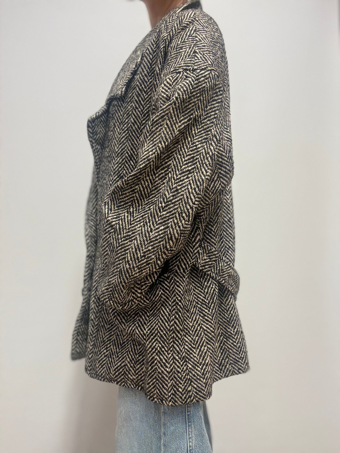 Vintage korte jas in visgraat