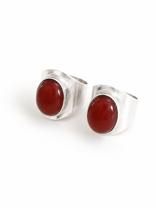 925 Sterling Silver Carnelian Signet Ring