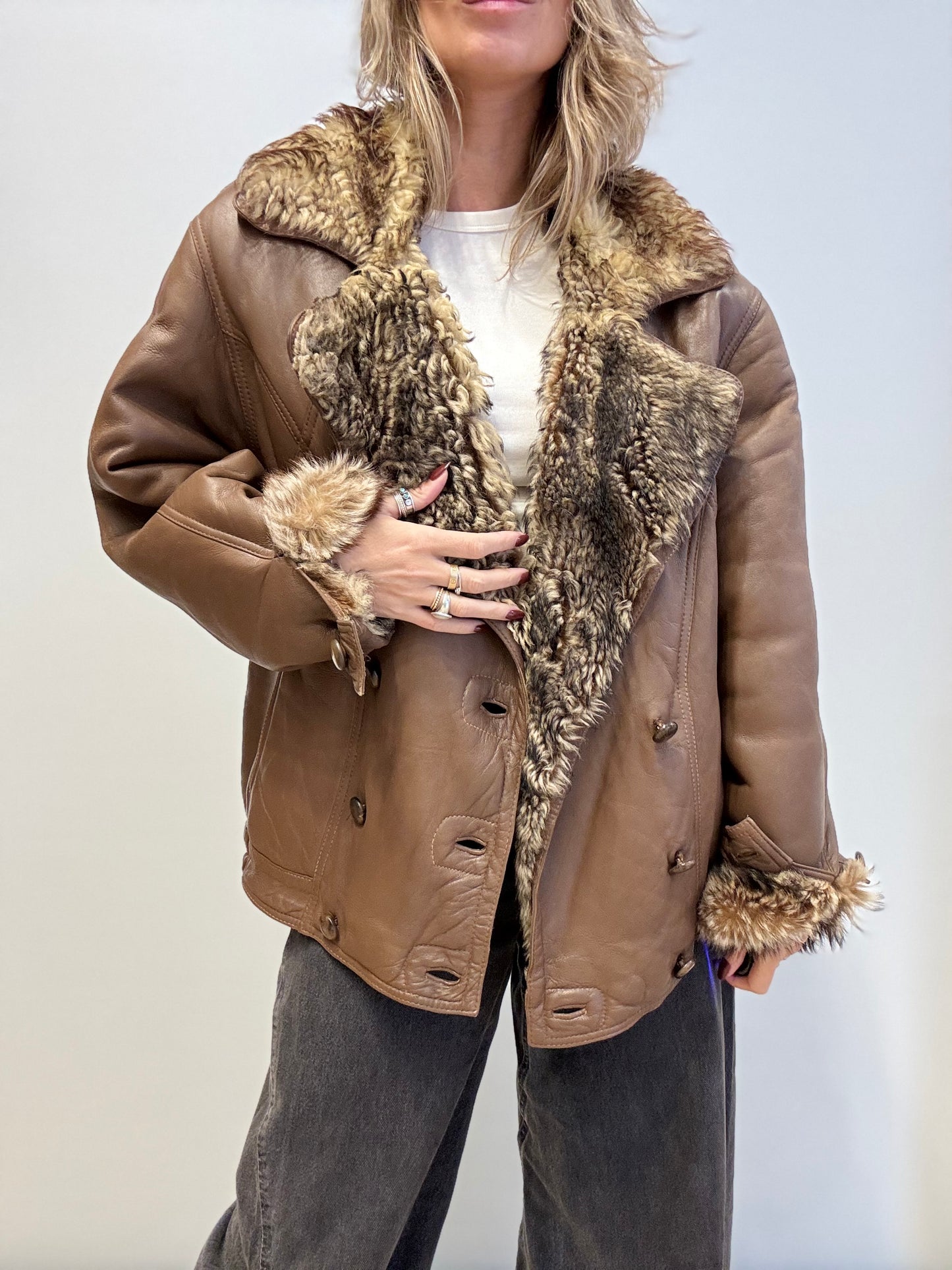 Vintage Shearling Jacket Brown