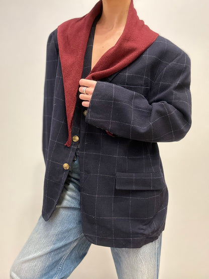 Tommy Hilfiger Vintage Blazer met Ruitpatroon in Marineblauw