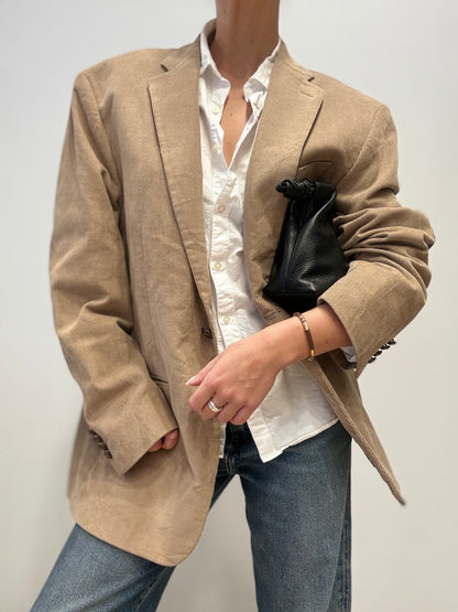 Vintage Ribfluwelen Blazer in Camel