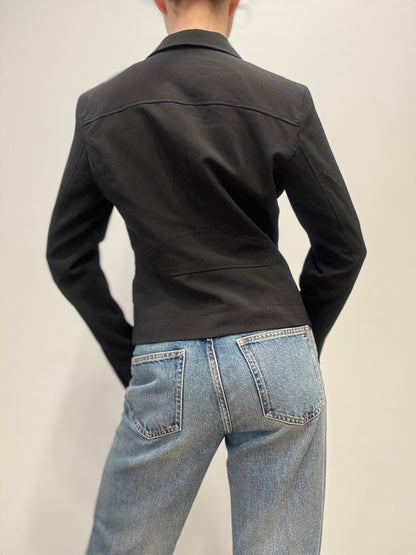 Vintage Max Mara Getailleerde Cropped Blazer in Zwart