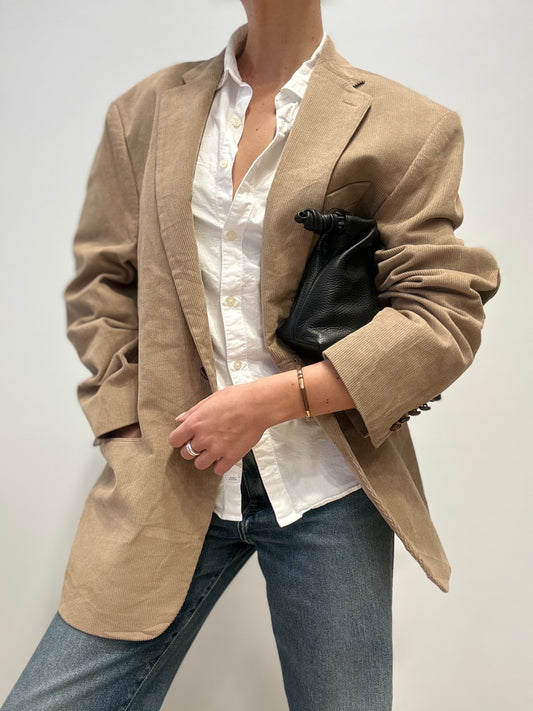 Vintage Ribfluwelen Blazer in Camel