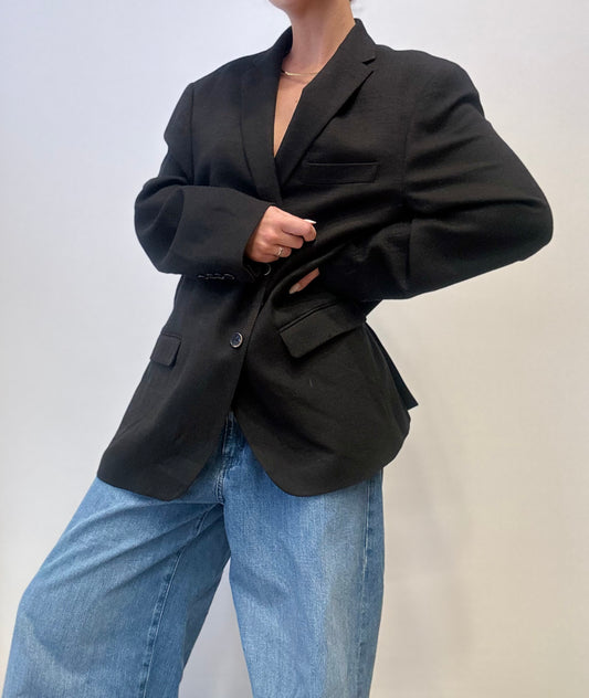 Vintage Tommy Hilfiger Zwarte Wollen Blazer