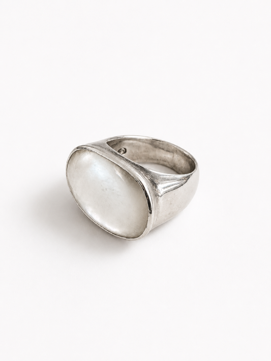 Vintage 925 Zilveren Ring met Ovale Maansteen