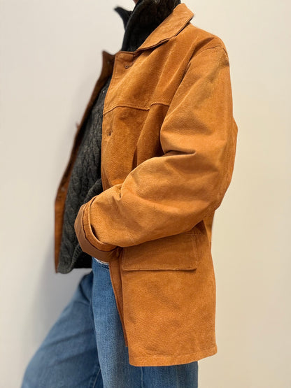 Vintage Suède Look Jas in Cognacbruin