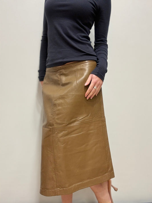 Vintage leren midi rok