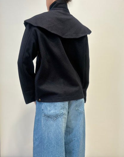 Vintage St. Tropez Naval-Inspired Wool Jacket in Navy Blue