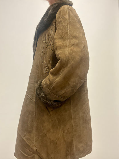 vintage lammy jas groen met geborduurde details