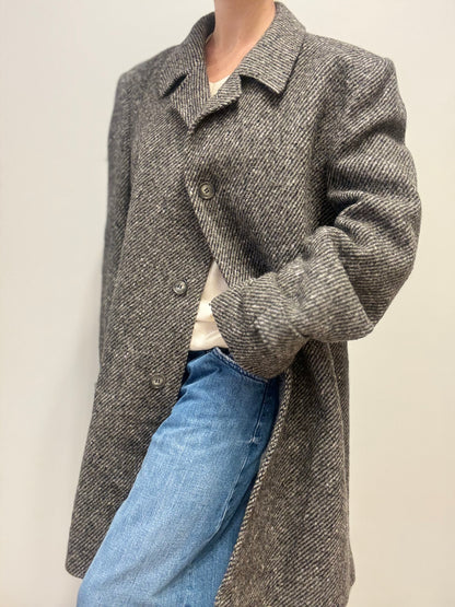 Vintage grijze jas 100% wol