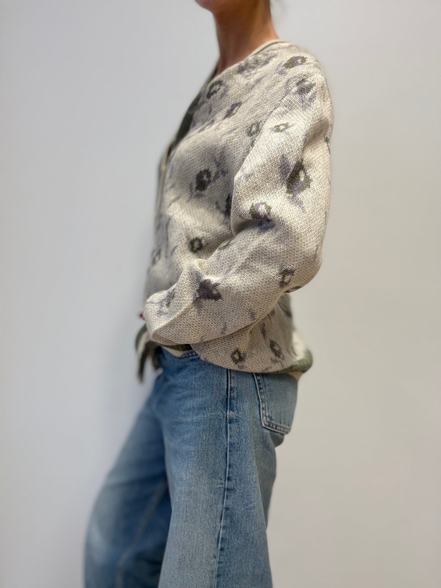 Made in Italy Cardigan van Super Kid Mohair met Bloemmotief