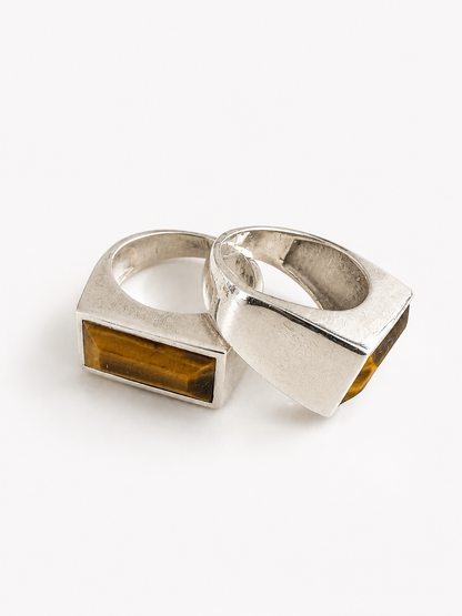 925 Zilveren Ring met Rechthoekig Tijgeroog