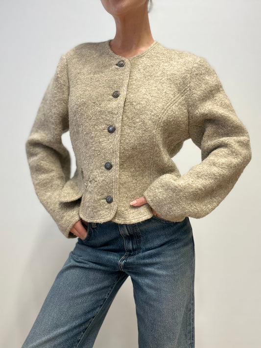 Vintage Boiled Wool Jacket by Giesswein in Beige