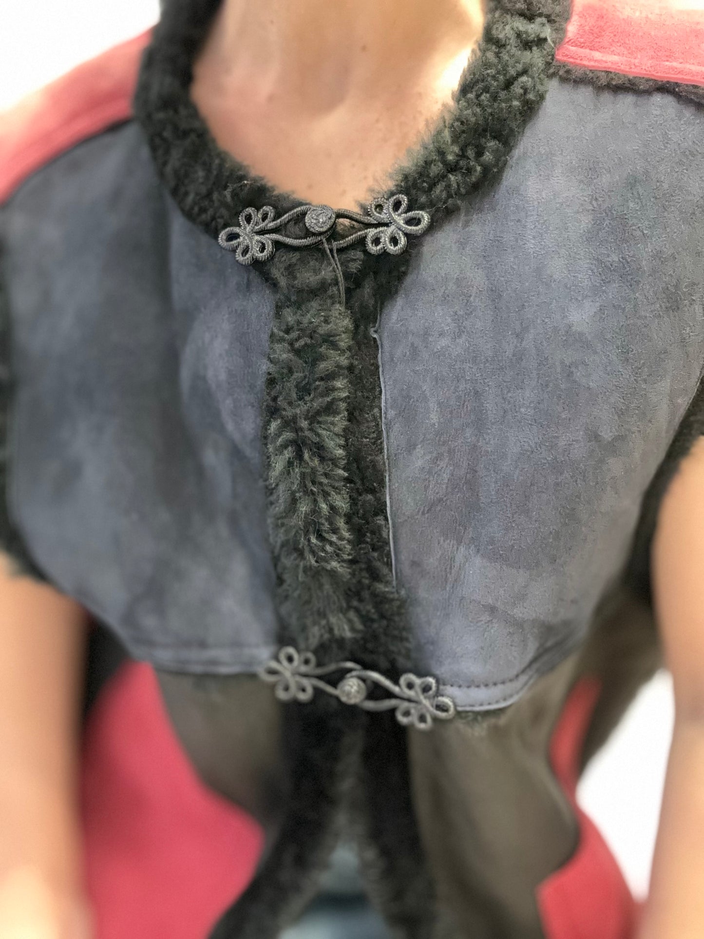 Vintage Shearling Gilet met Contrastpanelen