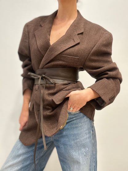 Ralph Lauren Vintage Blazer in Bruin Visgraatmotief