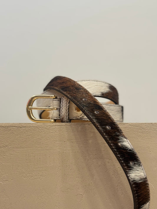 Cowhide Leather Belt – Gold Buckle