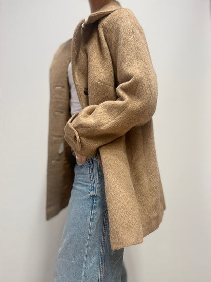 Vintage wollen korte jas in esdoornsiroopkleur