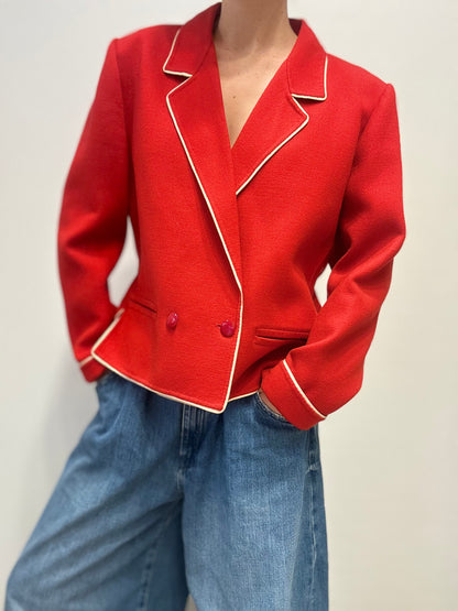 Rode blazer met witte bies