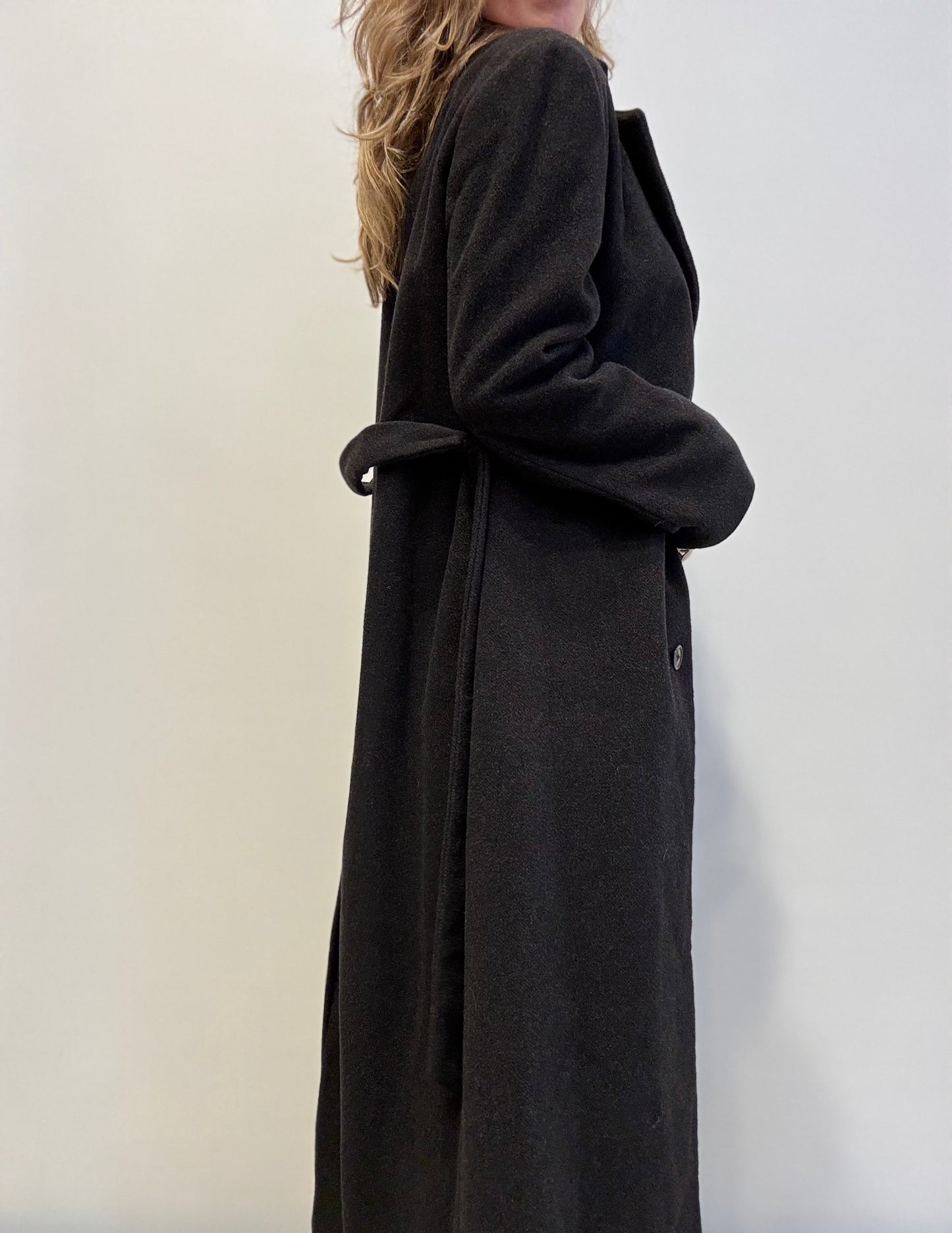 Vintage Stefanel Long Wool Coat in Dark Grey