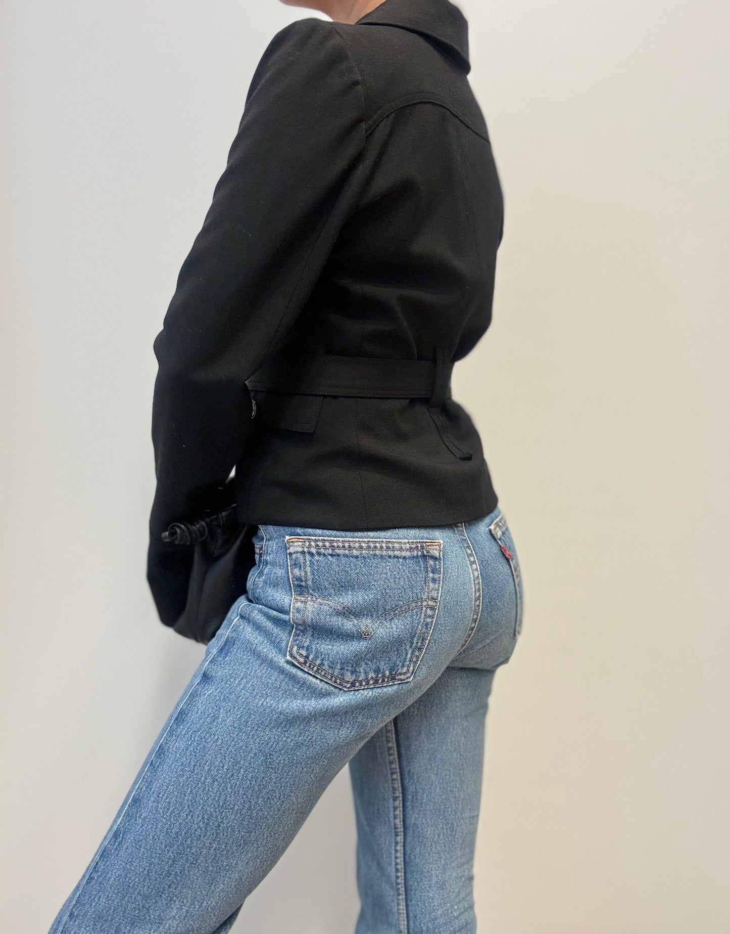 Vintage Tailored Wool Blazer in Classic Black