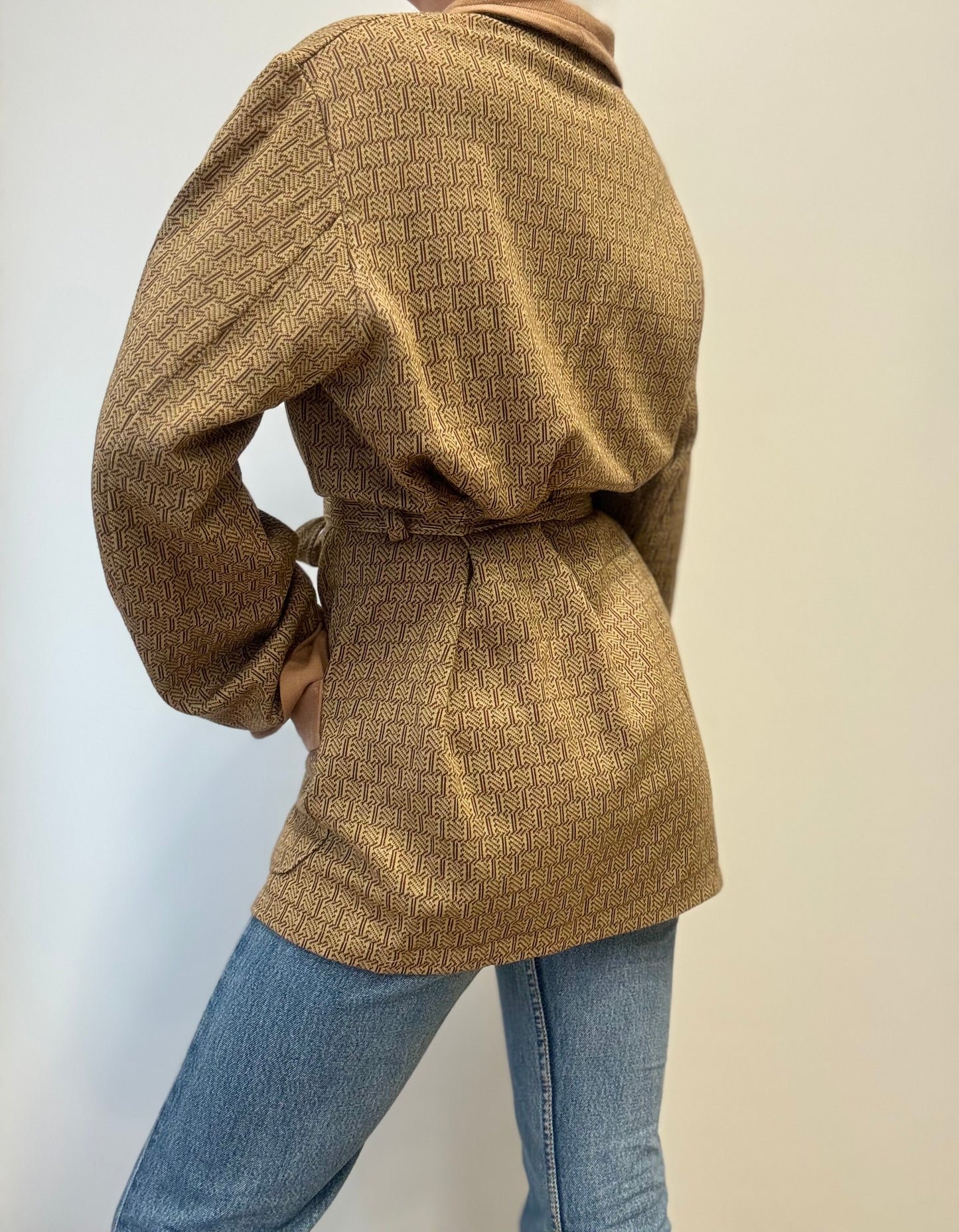 Vintage Katoenen Wikkeljas in Karamelkleur