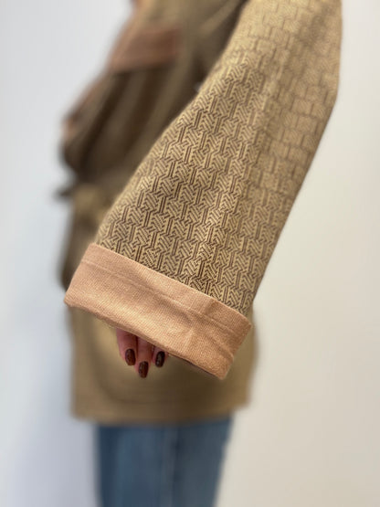 Vintage Katoenen Wikkeljas in Karamelkleur