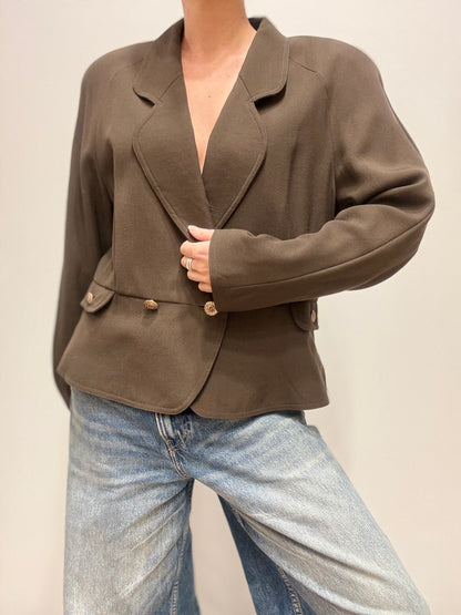 Vintage groene blazer met gouden knopen