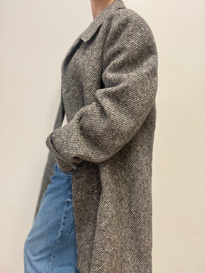 Vintage grijze jas 100% wol