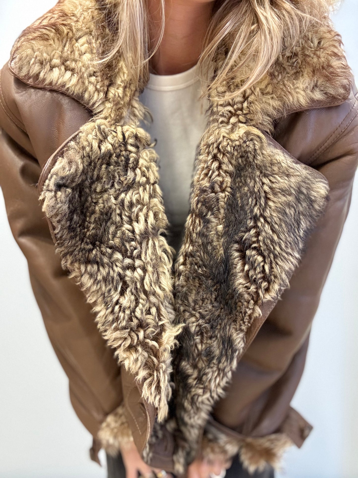 Vintage Shearling Jacket Brown